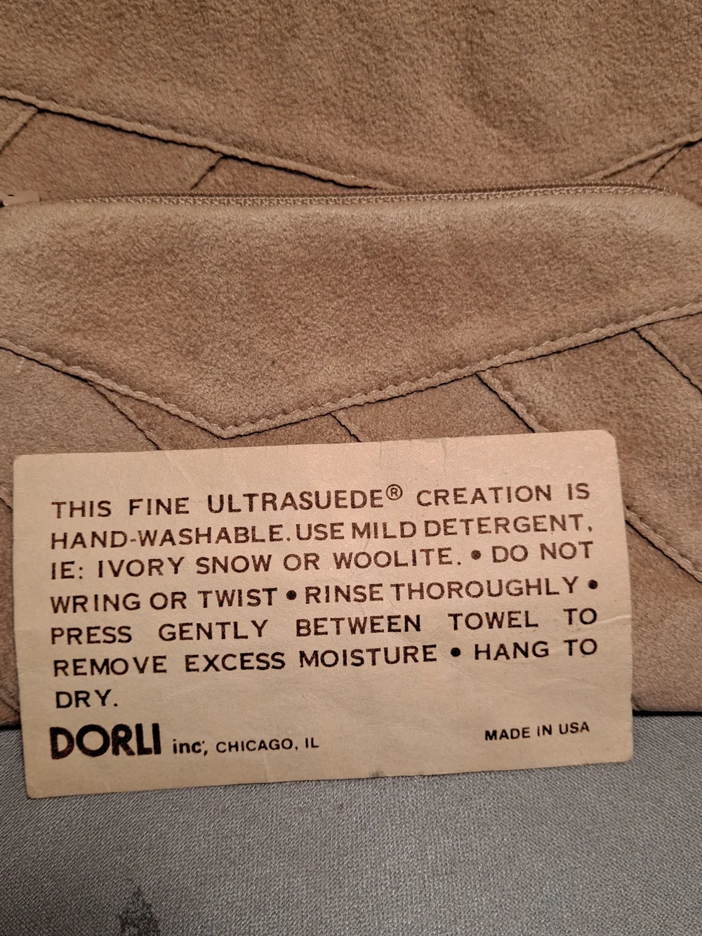 Dorli Tan Ultra Suede Wristlet Clutch Set - 3-Piece Vintage 80s Patchwork Design